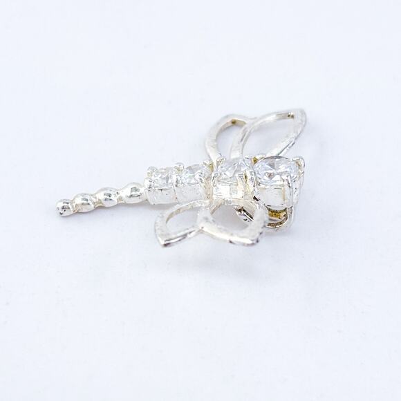 Vintage Sterling Silver 925 2cm Cubic Zirconia Dragonfly Pendant - Picture 3 of 8